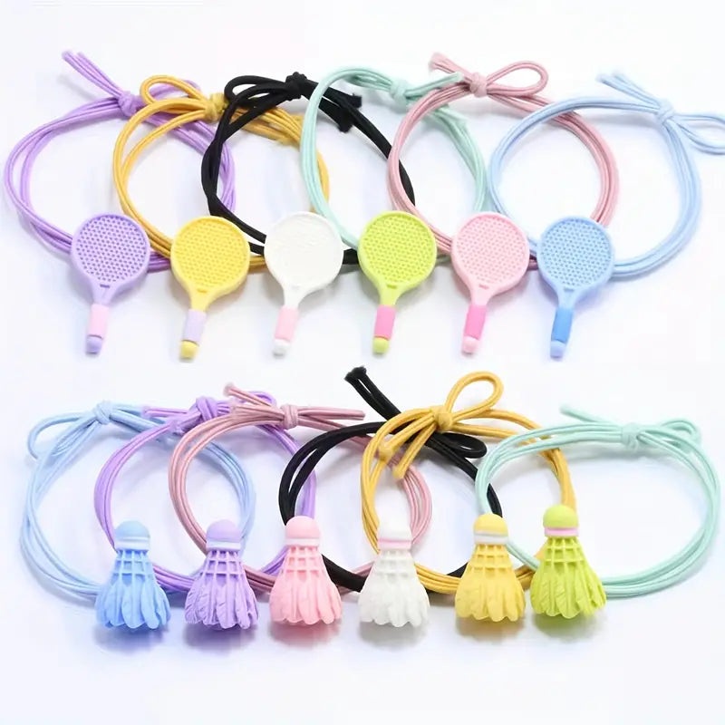 Creative Shuttlecock And Racket Small Hair Ties Racket Purple