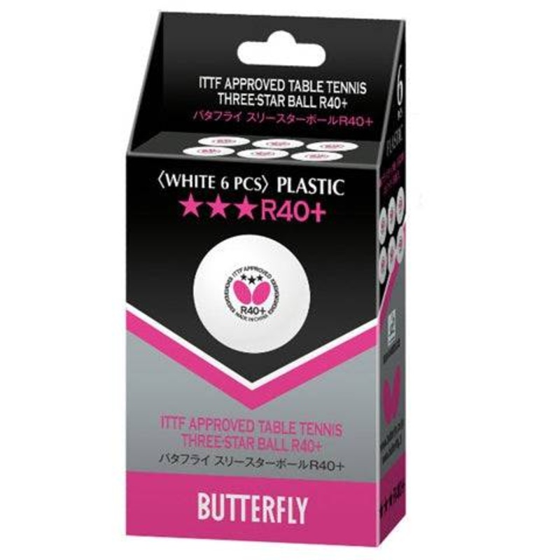 Butterfly R40+ 3 Star Table Tennis Ball – 6 pack