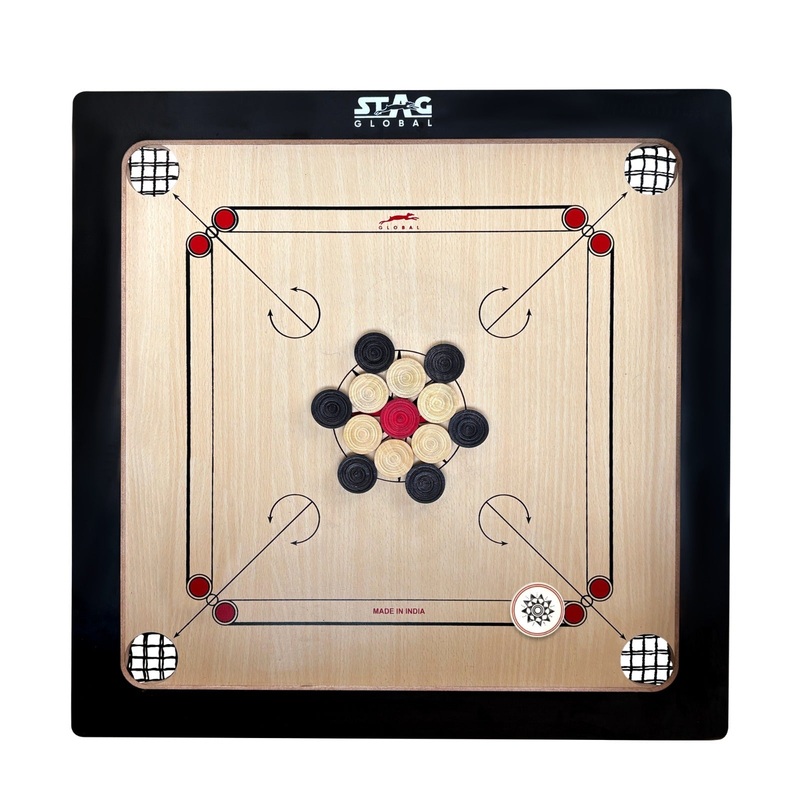 STAG GLOBAL Midi Carrom Board Set 20×20 Inch with Coins, Striker & Powder| Kibi SPorts