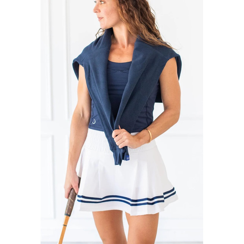 Women’s Bubble Monroe Solids Skirts Small White w/ Navy Stripes