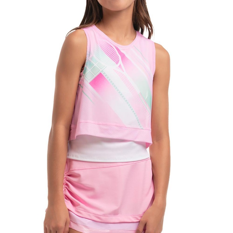 Girl’s Deco In Love Tennis Tank White