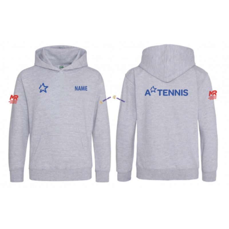 A Star Tennis Hoodie Junior 3/4 Heather Grey