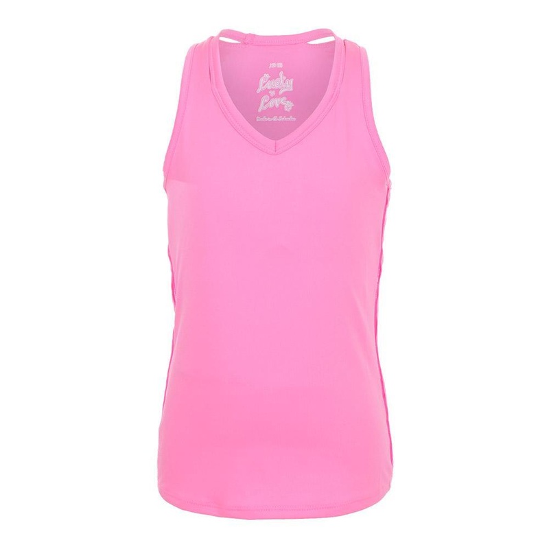 Girls’ V-Neck Cutout Tennis Tank Pink