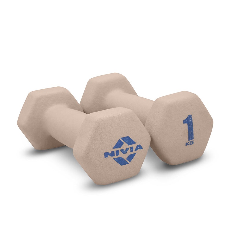 Nivia 1KG Fitness Dumbbell – Pair  | Kibi Sports 1Kg-Peach Light Peach