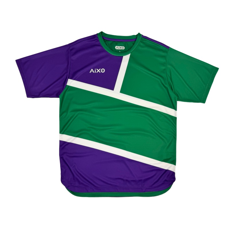 Aixo Court 3 Mens T-Shirt – Green Green/Purple XS