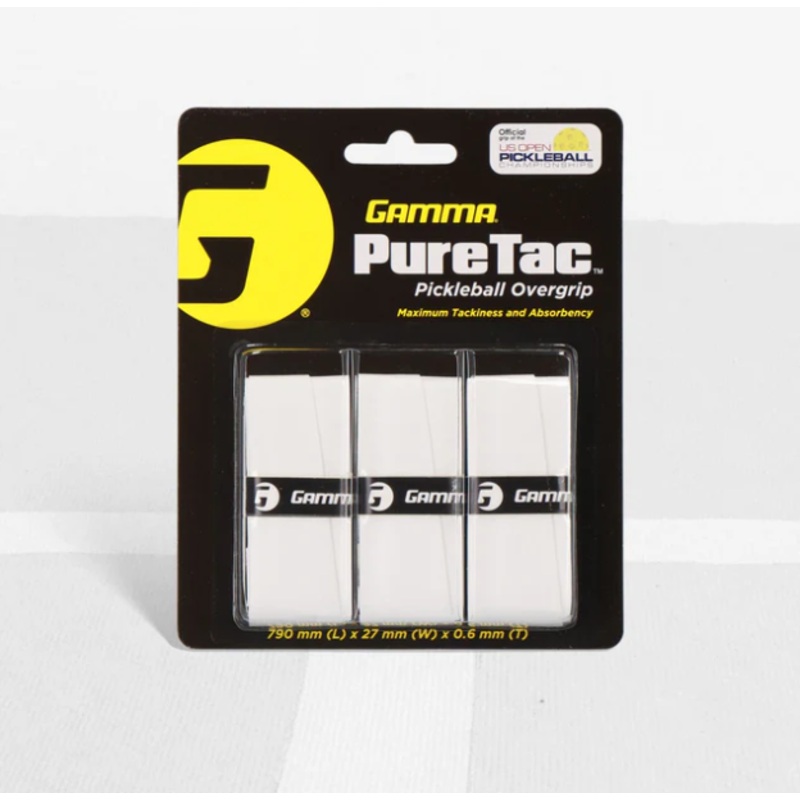 Gamma Pure Tac Pickleball Overgrip 3 Pack White