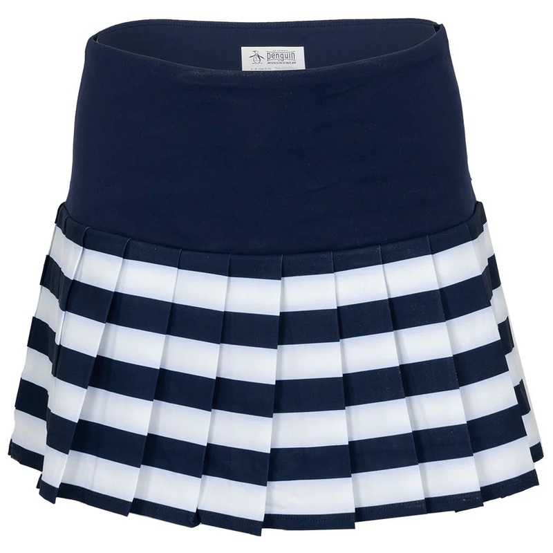 Women`s Striped Pleated 13 Inch Tennis Skort Black Iris