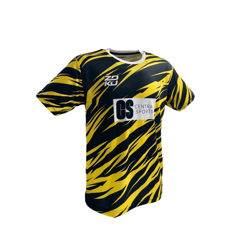 Zoku x ClubRackets – ClubSports Club Sport Slasher Crew Neck T-Shirt Unisex Black/Yellow XS