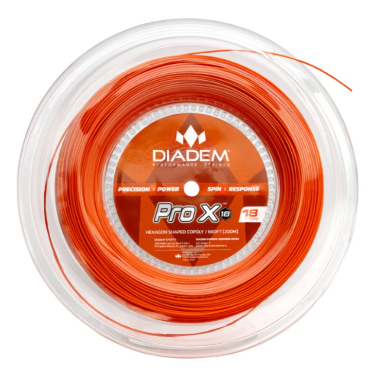 Diadem Pro X Tennis Racket String – Reel Orange 15L / 1.35mm