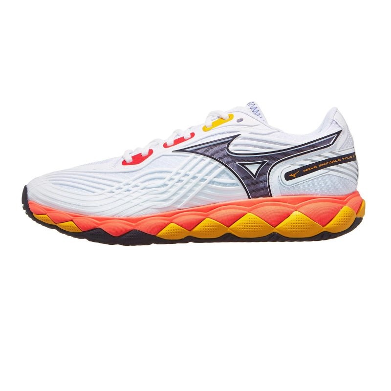 MIZUNO WAVE ENFORCE TOUR 2 AC MEN’S Tennis Shoes – White/Fiery Coral/Citrus US(M) 8/ US(W) 9.5/ UK 7/ EU 40.5/ 26 CM
