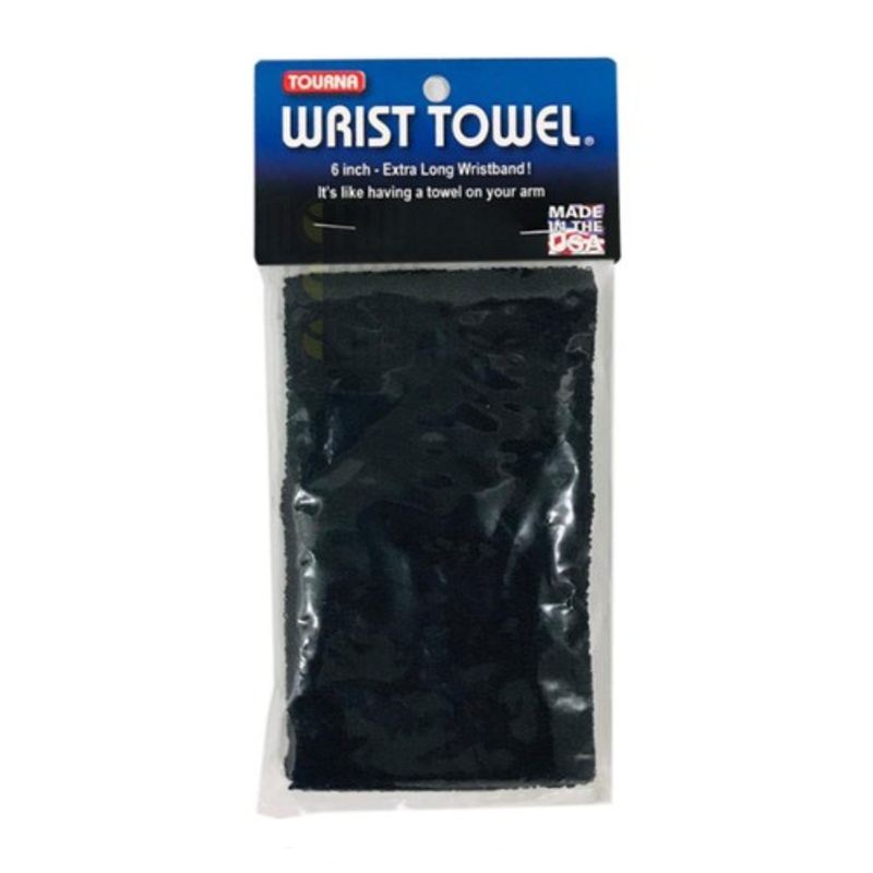 Tourna Wrist Towel 6″ Extra Wide Wristband (Black)