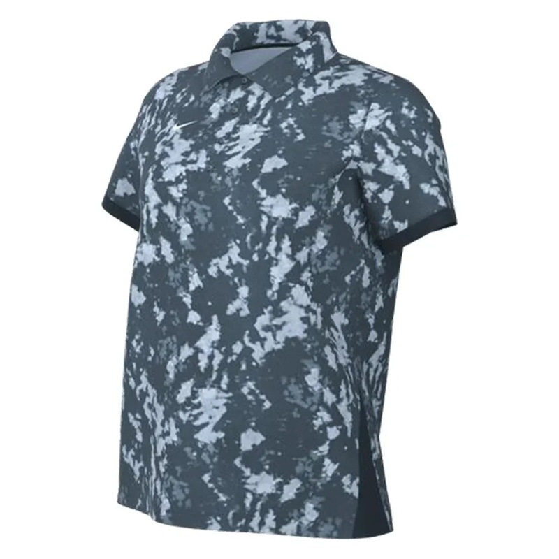 Women`s Dri-FIT Victory Short Sleeve Print Tennis Polo Armory Navy and White