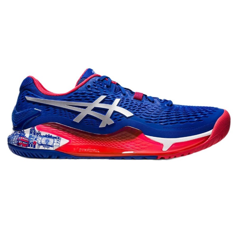 Asics Gel Resolution 9 London Wimbledon Edition Men’s Tennis Shoe (Blue/Red)