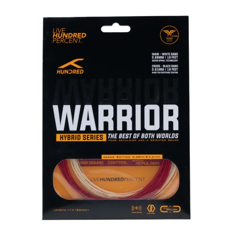 Hundred Hybrid Warrior (HBAA-3M069-1) Badminton String Formula 1 Red/Pearl White 10m Set