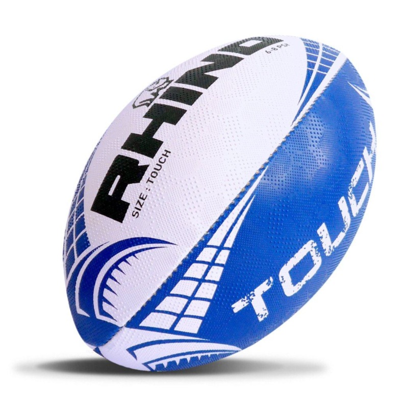 Rhino Touch Rugby Ball O/S WHITE/BLUE
