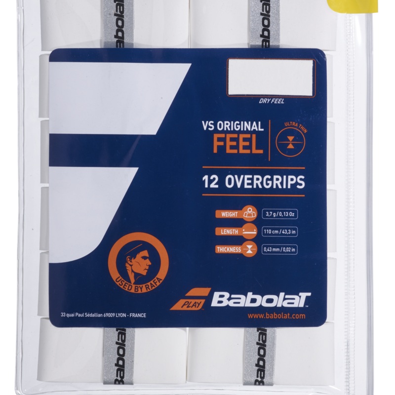 Babolat VS Original 12 Pack Tennis Grips 654010 White White 12 Pack