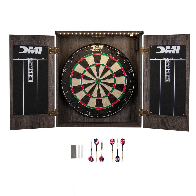 Paris Lighted Dartboard Cabinet Set