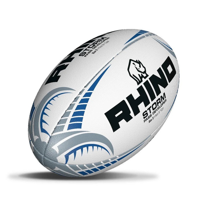 Rhino Storm Pass Developer Rugby Skills Ball S4 WHITE