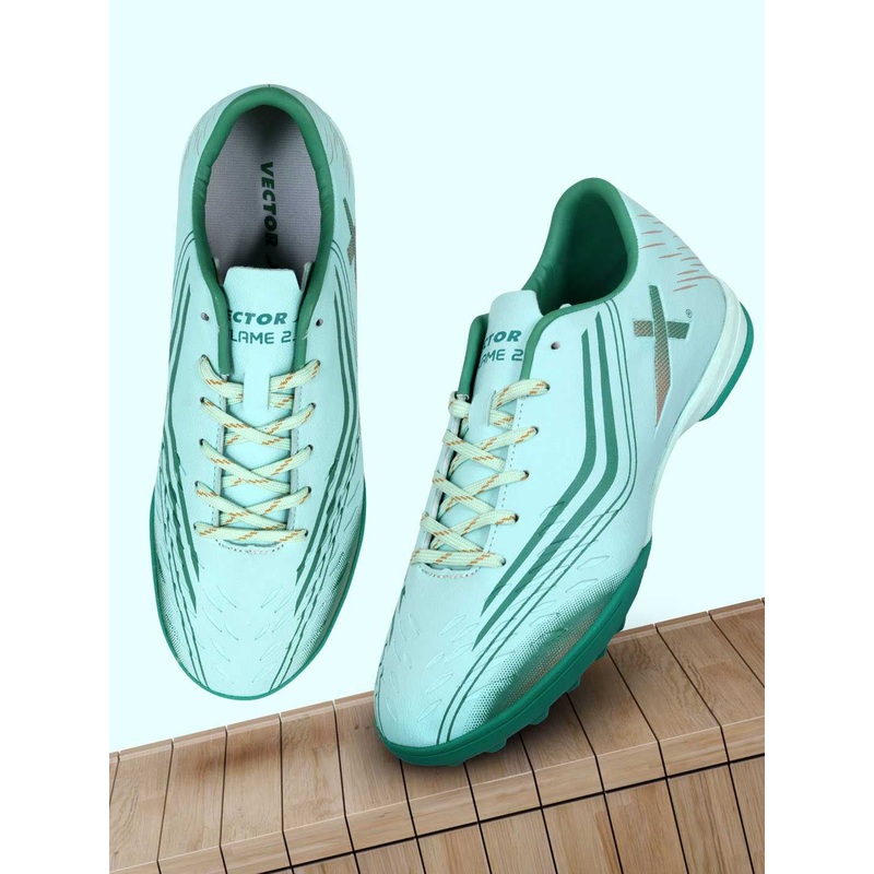 Vector X Flame 2.0 Indoor Futsal Shoe | KIBI Sports 4 UK Cyan/Green
