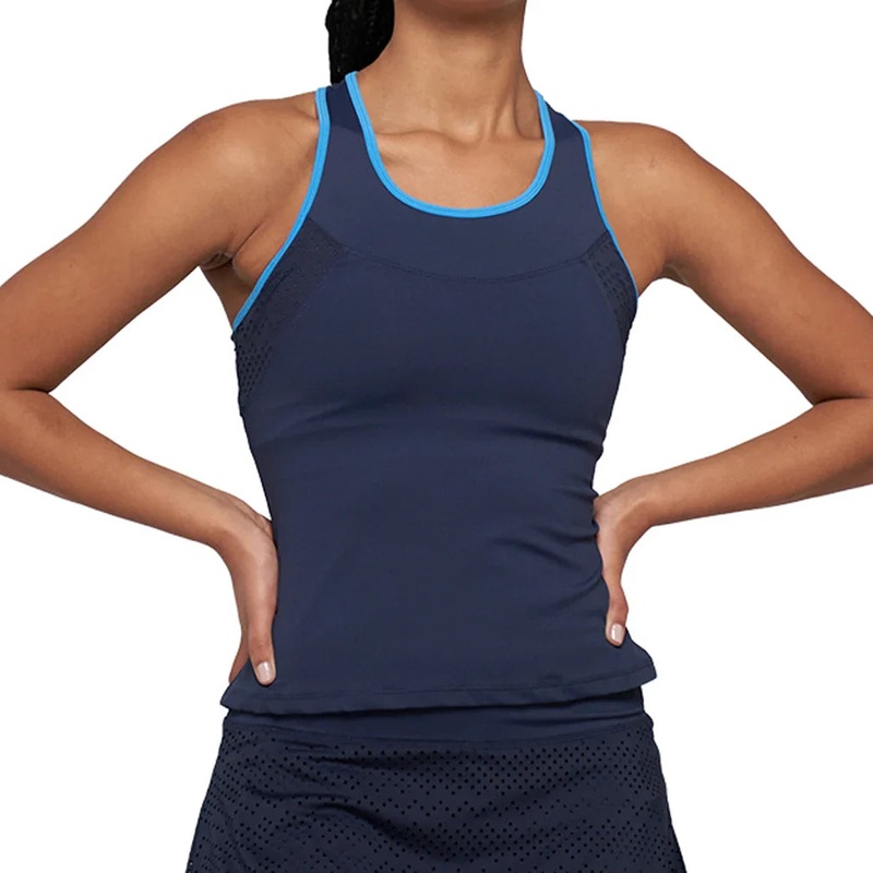Women`s Elite Laser Cut Star Tennis Tank Jet Blue and Lagoon