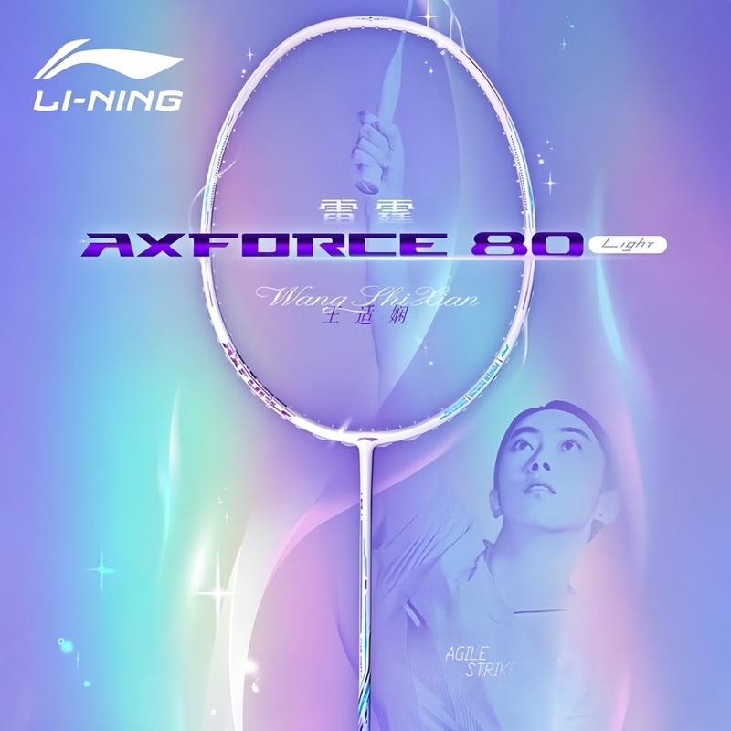 LI-NING 2025 AXFORCE 80 LIGHT (White/Blue) Badminton Racquet  Unstrung & Free Grip 4U (83g) / G5
