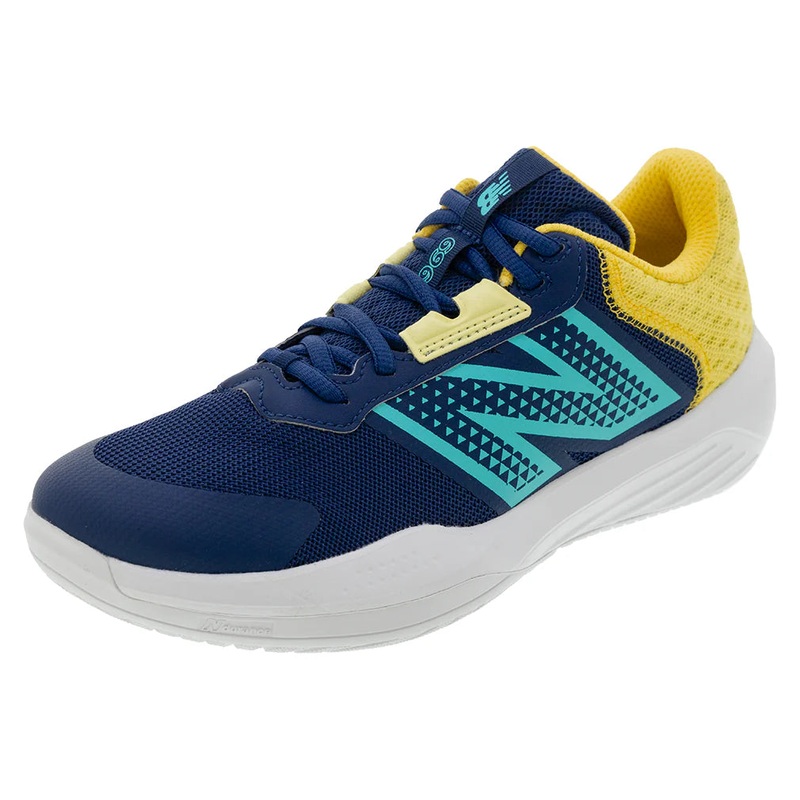 Women`s 696v6 B Width Tennis Shoes White and Cyber Jade