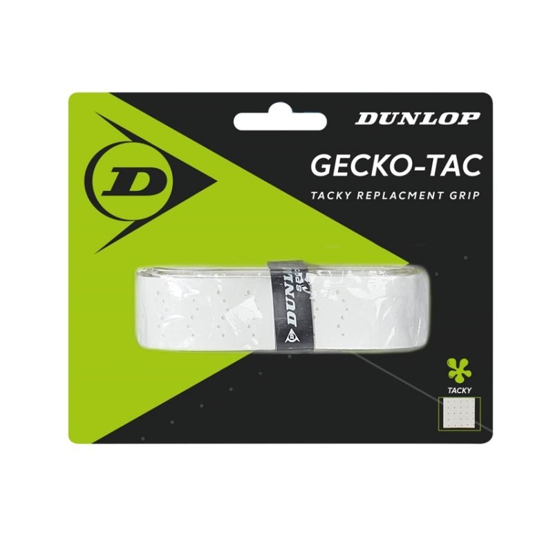 DUNLOP Gecko-Tac Replacement Grip for Tennis (1 wrap) – White | Ultra Tacky Feel