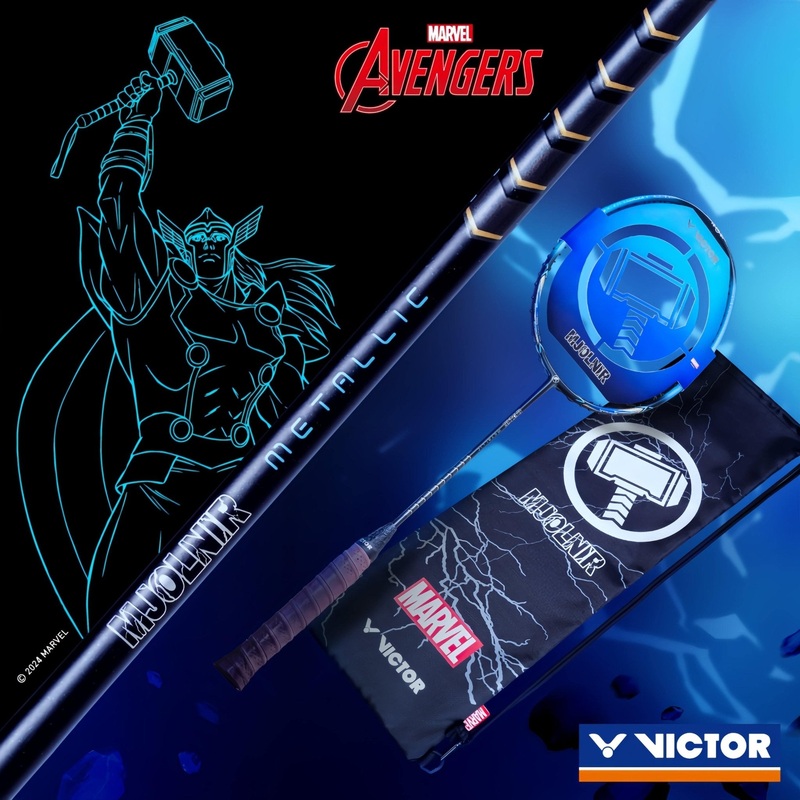 (CLEARANCE) VICTOR X MJOLNIR Metallic (Pale Blue) 4U/G5 Badminton Racquet  Unstrung & Free Grip