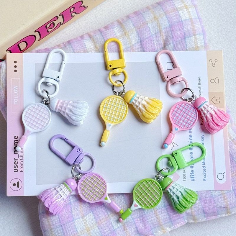 Mini Badminton Racket & Shuttlecock Keychain  CKEY0025 Pink