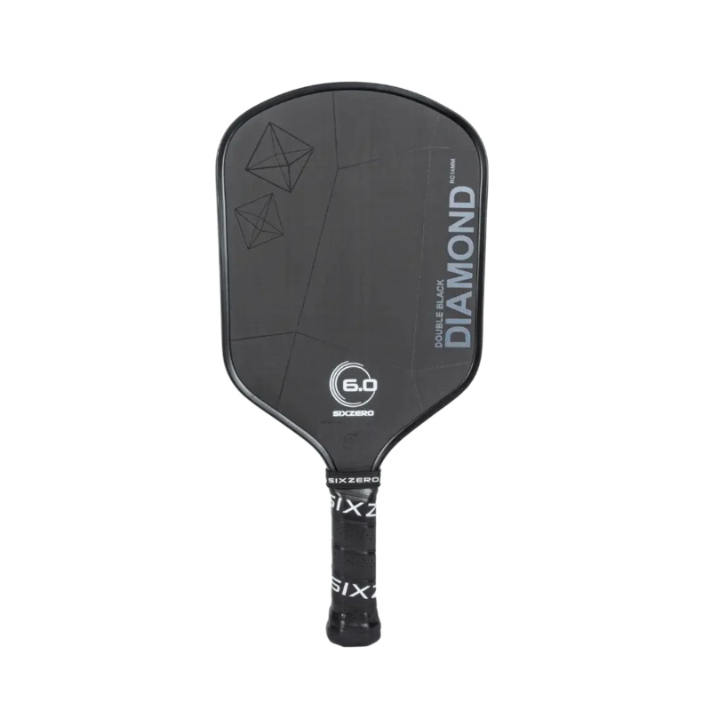 Six Zero 6.0 Double Black Diamond Control Pickleball Paddle 16mm Black/White