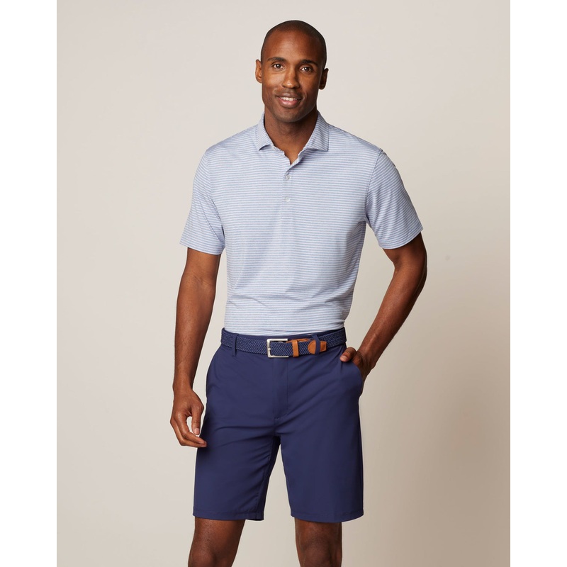 Johnnie-O Men’s Michael Striped Jersey Performance Polo Porto Pink Small