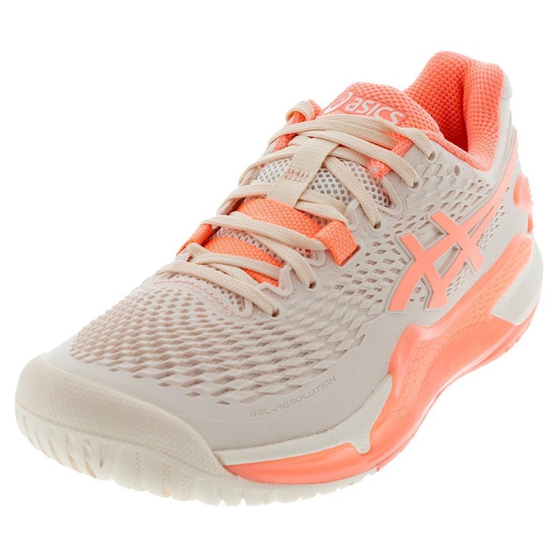 Women’s Gel-Resolution 9 Tennis Shoes Pearl Pink and Sun Coral