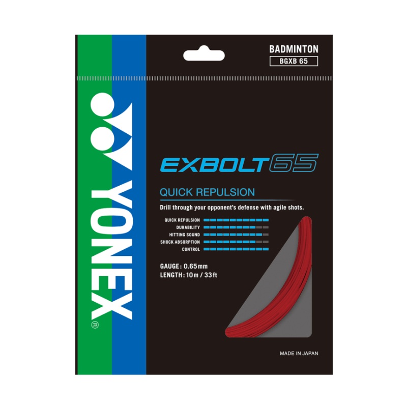 YONEX EXBOLT 65 Badminton String Set (10m) Red