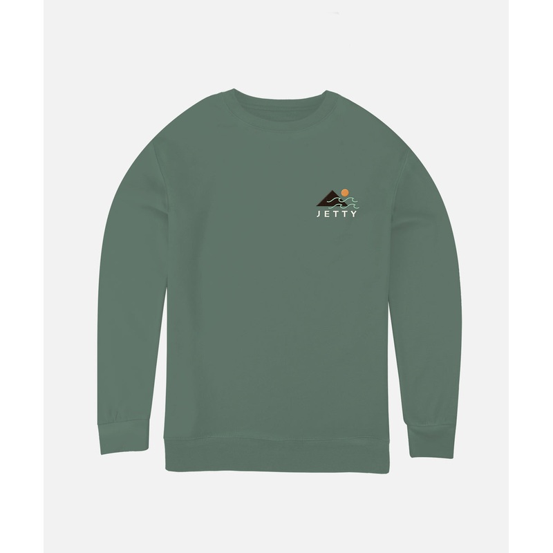 Jetty Mens Pinnacle Crewneck Forest Green Small