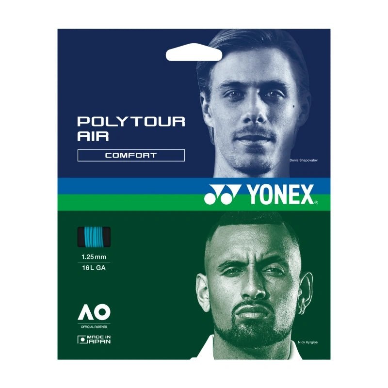 YONEX Poly Tour Air 16L (1.25mm) Tennis String 12m Set – Sky Blue