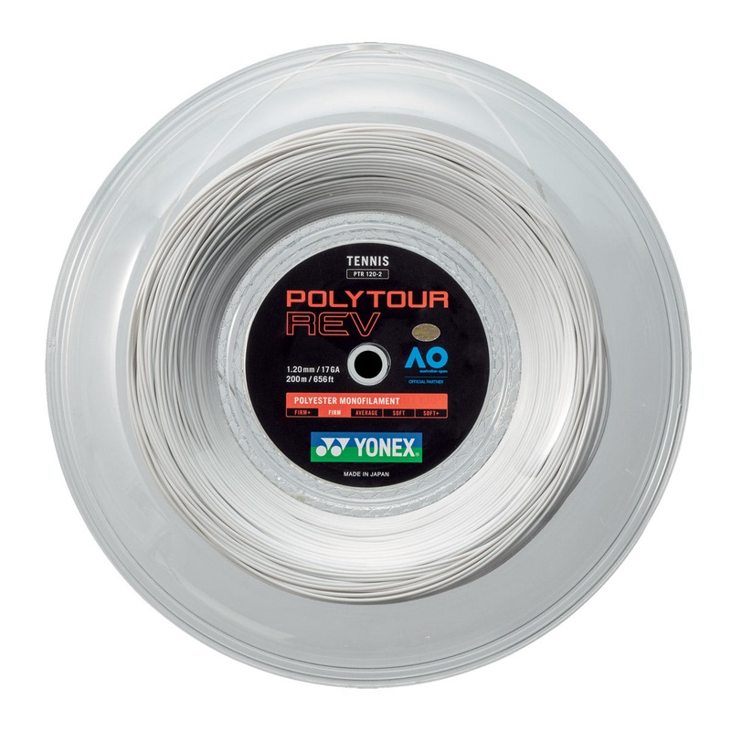 Yonex Polytour Rev 1.20mm 200m Reel Tennis String White 200m Reel White