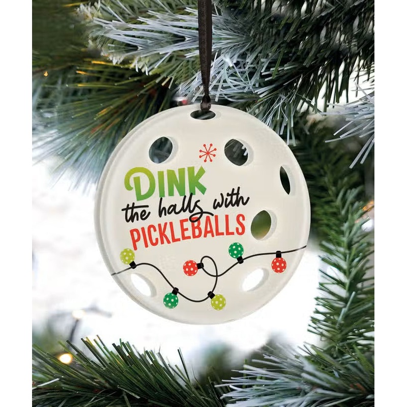 Dink The Halls With Pickleballs Ornament