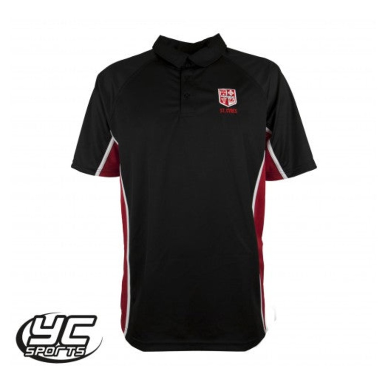 St Cyres High School PE T-Shirt Regular Fit (Whilst Stocks Last) 26/28 BLACK/RED