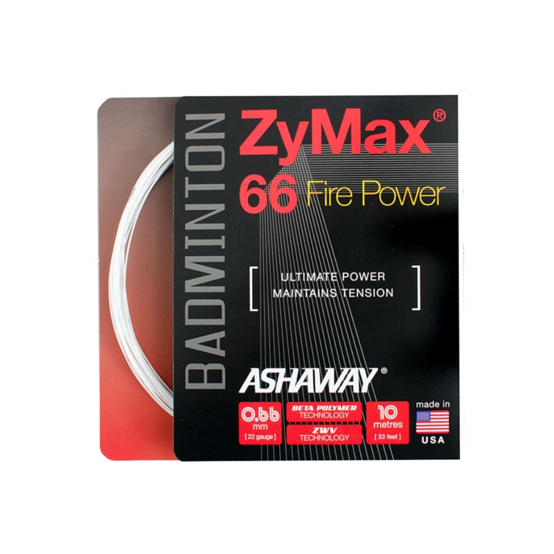 Ashaway Zymax 66 Fire POWER String (10m set) White White 10m Set