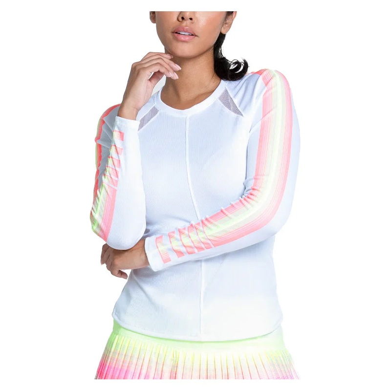 Women`s Sunset Spin Long Sleeve Tennis Top White