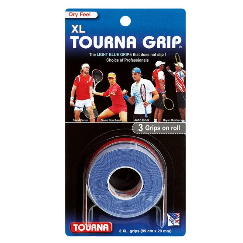 Tourna XL Original Overgrips (3 Pieces) Light Blue Light Blue 3 Pieces