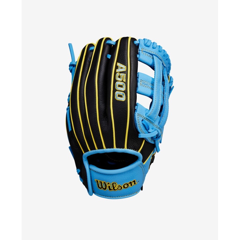 Wilson 2025 A500 10.5″ Baseball Glove Black/Cool Blue/Yellow Right Hand Throw