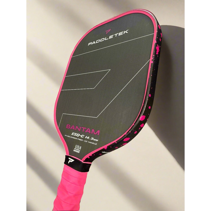 Custom Paddletek ESQ-C Pickleball Paddle – Hesacore Grip – Pink Splatter