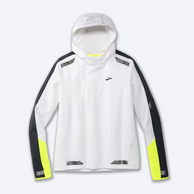 Brooks Women’s Run Visible Thermal Hoodie Small White/Asphalt/Nightlife