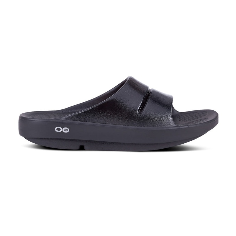 Oofos Womens Ooahh Luxe Slide 7 Black
