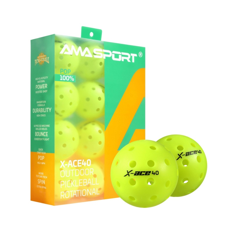 AMA SPORT X-ACE40 Rotational Pickleball Balls Green 12PCS(PET)