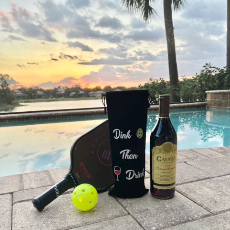 Reusable Pickleball-Themed Wine Bag  “Dink Then Drink”
