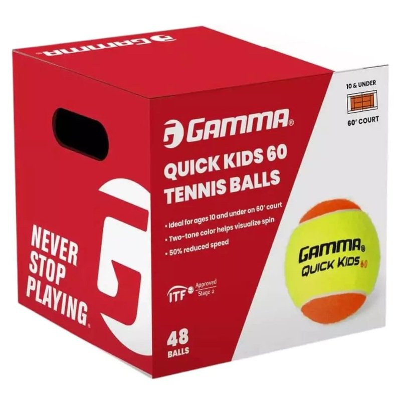 Gamma Quick Kids 60 Stage 2 Tennis/Beach Tennis Balls (48 Box)