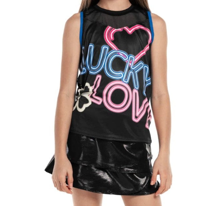 Lucky In Love Girl’s Shiny Scallop Tennis Skirt Small