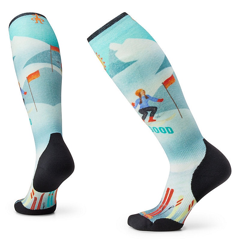 Smartwool Womens Ski Targeted Cushion Snow Bunny Print Over The Calf Socks Capri-810 Small